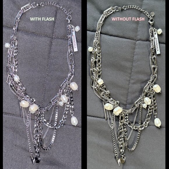 Pearl Layered Silver Chain Choker Necklace Dramatic - Picture 3 of 6